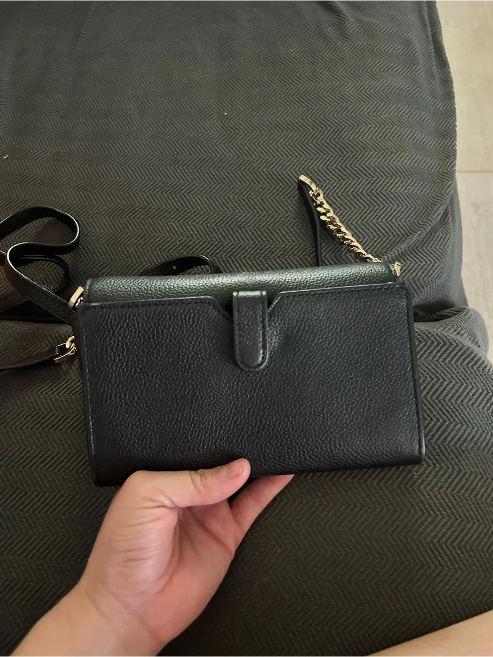 Michael Kors Black Leather Crossbody with Gold Hardware
